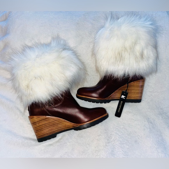 Sorel Park City Short Wedge Boots Fur Trim Sz 5.5 NEW - Picture 2 of 11